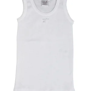 2 Canotte Bimba spalla larga con croquette e nodino - 100% cotone caldo