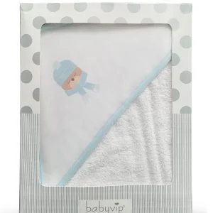 Accappatoio in spugna con stampa e profili in contrasto