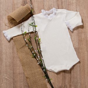 Body neonata in cotone a manica lunga in costina organica
