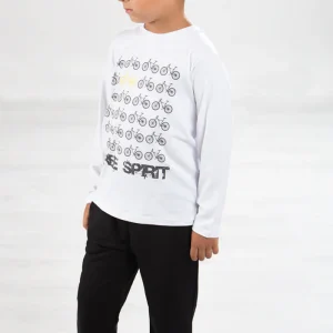 Completo 2 pezzi : T-shirt in cotone elasticizzato con stampa e pantalone in felpina con tasche e stampa sul fondo