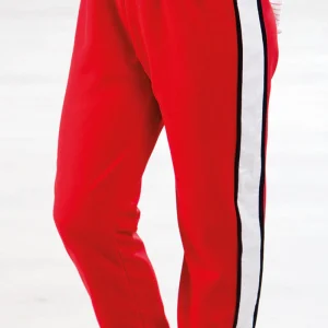 Pantalone in crepe con bande laterali in contrasto