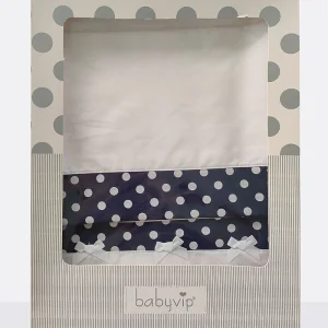 Set lenzuola 3 pezzi per carrozzina e culletta con pois e fiocchi