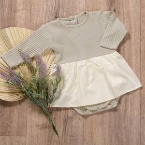 Body neonata in cotone a manica lunga in costina organica