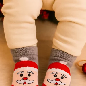 Calzino in spugna con applicazione antiscivolo fantasia natale