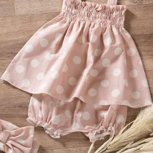 Vestitino spalla stretta neonata in tela di cotone organico con punto smock