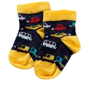 Calzino corto in cotone mercerizzato con fantasia macchinine