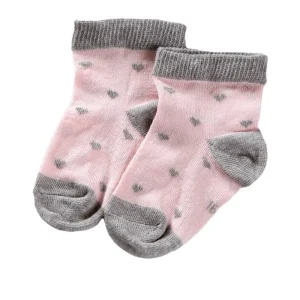 Calzino corto in cotone mercerizzato con fantasia cuoricini