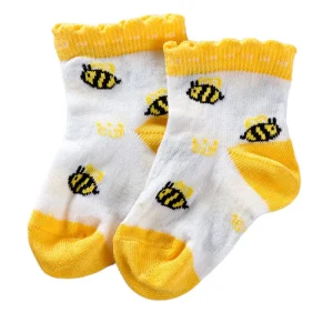 Calzino corto in cotone mercerizzato con fantasia apette