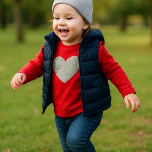 Maglia in felpa garzata con stampa cuore effetto glitter e balze