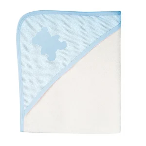 Accappatoio a triangolo con stampa orsetto e profili in contrasto