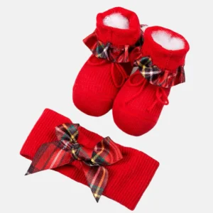 set scarpina neonato e fascia in cotone caldo