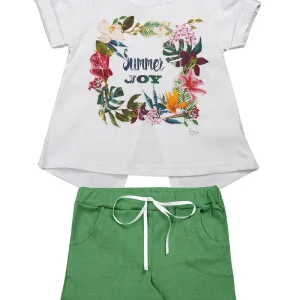 Completo mezza manica in cotone elasticizzato risvolti e apertura sul retro + short in costina