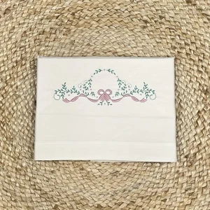 Dondolo Set Lenzuolino Con Ricamo Per Passeggino